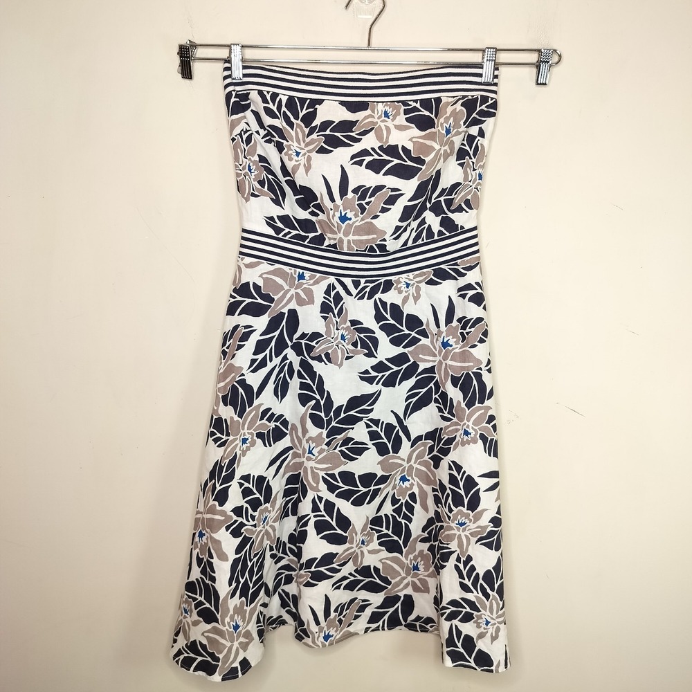 Floral Linen Strapless Dress Sold